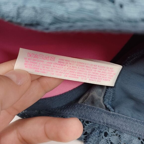 Pink VS Blue Gray Lace Halter Bralette Bra Women's S D-DD Scalloped Boho Hippie - Picture 9 of 9